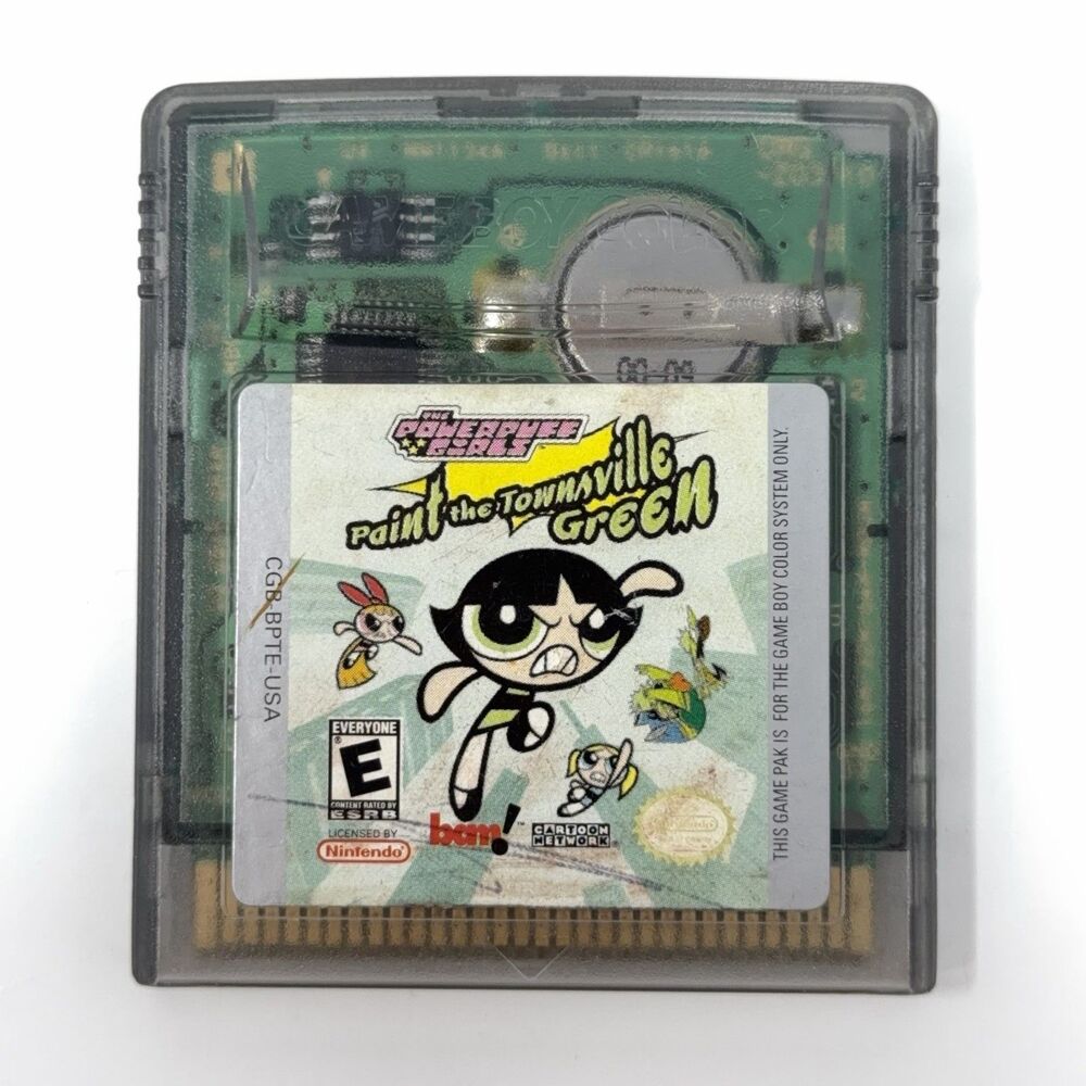 Powerpuff Girls Paint the Townsville Green GBC 2000 Cart Refurbished Tested